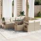 Preview: ARDEBO.de - 9-tlg. Garten-Sofagarnitur mit Kissen Beige Poly Rattan