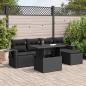 Preview: ARDEBO.de - 6-tlg. Garten-Sofagarnitur mit Kissen Schwarz Poly Rattan