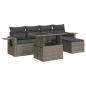 Preview: 6-tlg. Garten-Sofagarnitur mit Kissen Grau Poly Rattan