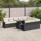 Preview: ARDEBO.de - 11-tlg. Garten-Sofagarnitur mit Kissen Schwarz Poly Rattan