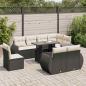 Preview: ARDEBO.de - 9-tlg. Garten-Sofagarnitur mit Kissen Schwarz Poly Rattan