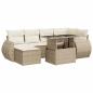 Preview: 7-tlg. Garten-Sofagarnitur mit Kissen Beige Poly Rattan