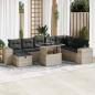 Preview: ARDEBO.de - 9-tlg. Garten-Sofagarnitur mit Kissen Hellgrau Poly Rattan