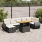 Preview: ARDEBO.de - 5tlg. Garten-Sofagarnitur mit Kissen Schwarz Poly Rattan Akazie