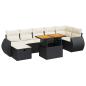Preview: 5tlg. Garten-Sofagarnitur mit Kissen Schwarz Poly Rattan Akazie