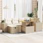 Preview: ARDEBO.de - 8-tlg. Garten-Sofagarnitur mit Kissen Beige Poly Rattan Akazie