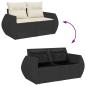 Preview: 10-tlg. Garten-Sofagarnitur mit Kissen Schwarz Poly Rattan