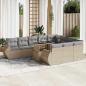Preview: ARDEBO.de - 11-tlg. Garten-Sofagarnitur mit Kissen Beige Poly Rattan