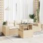Preview: ARDEBO.de - 5-tlg. Garten-Sofagarnitur mit Kissen Beige Poly Rattan