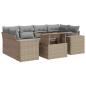 Preview: 7-tlg. Garten-Sofagarnitur mit Kissen Beige Poly Rattan