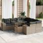 Preview: ARDEBO.de - 9-tlg. Garten-Sofagarnitur mit Kissen Grau Poly Rattan