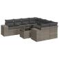 Preview: 9-tlg. Garten-Sofagarnitur mit Kissen Grau Poly Rattan