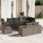 Preview: ARDEBO.de - 9-tlg. Garten-Sofagarnitur mit Kissen Grau Poly Rattan
