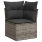 Preview: 9-tlg. Garten-Sofagarnitur mit Kissen Grau Poly Rattan