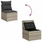 Preview: 10-tlg. Garten-Sofagarnitur mit Kissen Hellgrau Poly Rattan