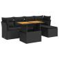 Preview: 6-tlg. Garten-Sofagarnitur mit Kissen Schwarz Poly Rattan