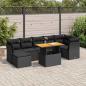 Preview: ARDEBO.de - 8-tlg. Garten-Sofagarnitur mit Kissen Schwarz Poly Rattan