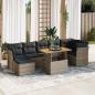 Preview: ARDEBO.de - 8-tlg. Garten-Sofagarnitur mit Kissen Grau Poly Rattan