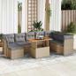 Preview: ARDEBO.de - 9-tlg. Garten-Sofagarnitur mit Kissen Beige Poly Rattan