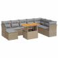 Preview: 9-tlg. Garten-Sofagarnitur mit Kissen Beige Poly Rattan