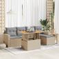 Preview: ARDEBO.de - 6-tlg. Garten-Sofagarnitur mit Kissen Beige Poly Rattan