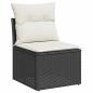 Preview: ARDEBO.de - 9-tlg. Garten-Sofagarnitur mit Kissen Schwarz Poly Rattan