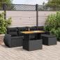 Preview: ARDEBO.de - 6-tlg. Garten-Sofagarnitur mit Kissen Schwarz Poly Rattan