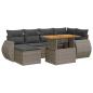 Preview: 7-tlg. Garten-Sofagarnitur mit Kissen Grau Poly Rattan