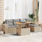 Preview: ARDEBO.de - 6-tlg. Garten-Sofagarnitur mit Kissen Beige Poly Rattan
