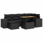 Preview: 7-tlg. Garten-Sofagarnitur mit Kissen Schwarz Poly Rattan