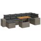 Preview: 8-tlg. Garten-Sofagarnitur mit Kissen Grau Poly Rattan