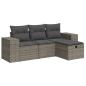 Preview: 4-tlg. Garten-Sofagarnitur mit Kissen Grau Poly Rattan