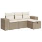 Preview: 4-tlg. Garten-Sofagarnitur mit Kissen Beige Poly Rattan