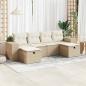 Preview: ARDEBO.de - 6-tlg. Garten-Sofagarnitur mit Kissen Beige Poly Rattan