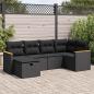 Preview: ARDEBO.de - 6-tlg. Garten-Sofagarnitur mit Kissen Schwarz Poly Rattan