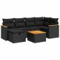 Preview: ARDEBO.de - 7-tlg. Garten-Sofagarnitur mit Kissen Schwarz Poly Rattan