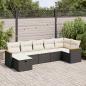 Preview: ARDEBO.de - 7-tlg. Garten-Sofagarnitur mit Kissen Schwarz Poly Rattan