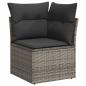 Preview: 7-tlg. Garten-Sofagarnitur mit Kissen Grau Poly Rattan