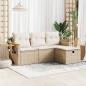 Preview: ARDEBO.de - 4-tlg. Garten-Sofagarnitur mit Kissen Beige Poly Rattan
