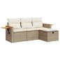 Preview: 4-tlg. Garten-Sofagarnitur mit Kissen Beige Poly Rattan