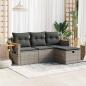 Preview: ARDEBO.de - 4-tlg. Garten-Sofagarnitur mit Kissen Grau Poly Rattan