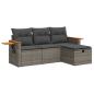 Preview: 4-tlg. Garten-Sofagarnitur mit Kissen Grau Poly Rattan
