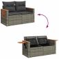 Preview: 4-tlg. Garten-Sofagarnitur mit Kissen Grau Poly Rattan