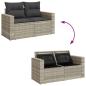 Preview: 7-tlg. Garten-Sofagarnitur mit Kissen Hellgrau Poly Rattan