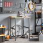 Preview: Werkbank Hellbraun 80x60x(71,5-98) cm Massivholz Eiche