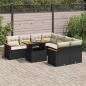 Preview: ARDEBO.de - 9-tlg. Garten-Sofagarnitur mit Kissen Schwarz Poly Rattan