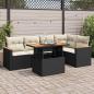 Preview: ARDEBO.de - 5tlg. Garten-Sofagarnitur mit Kissen Schwarz Poly Rattan Akazie