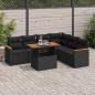 Preview: ARDEBO.de - 7-tlg. Garten-Sofagarnitur mit Kissen Schwarz Poly Rattan