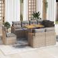 Preview: ARDEBO.de - 9-tlg. Garten-Sofagarnitur mit Kissen Beige Poly Rattan Akazie