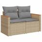 Preview: 9-tlg. Garten-Sofagarnitur mit Kissen Beige Poly Rattan Akazie